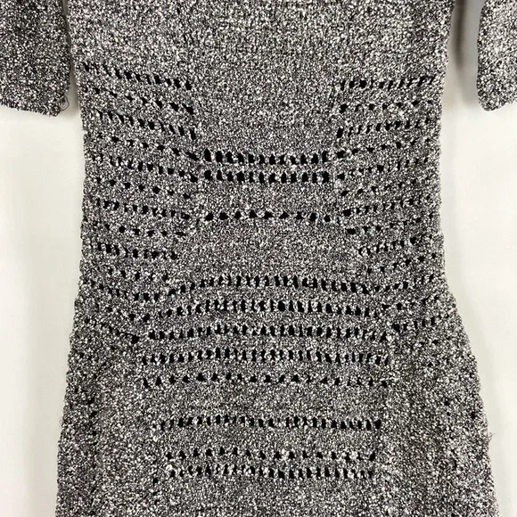 Rag and Bone Hart Cutout Back Open Weave Cotton Marled Knit Fitted Mini Dress